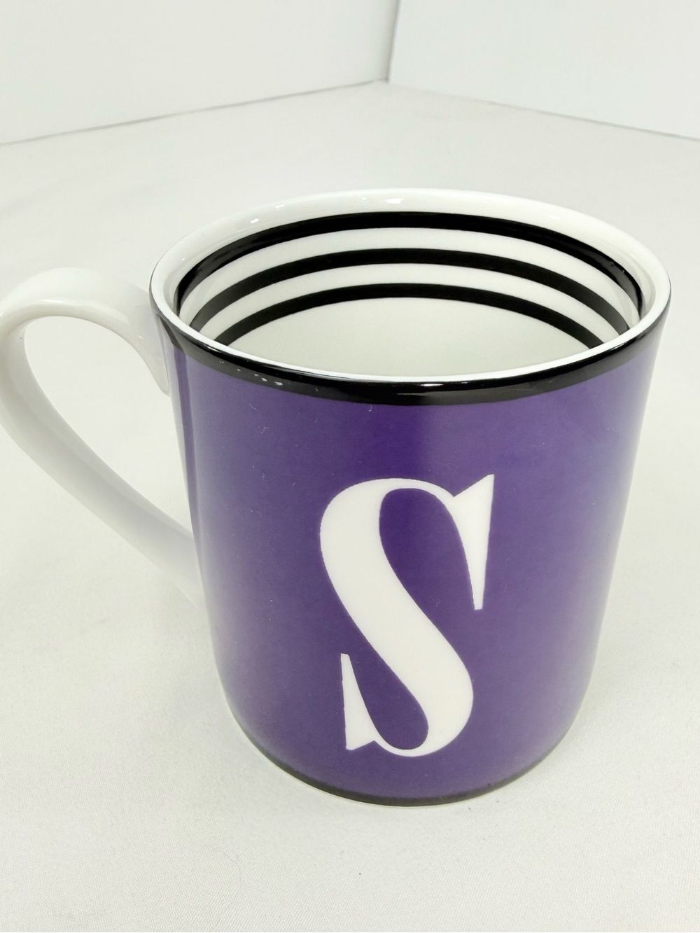 Kate Spade NY What’s in a Name Lenox Purple White Monogram Initial Letter S Mug